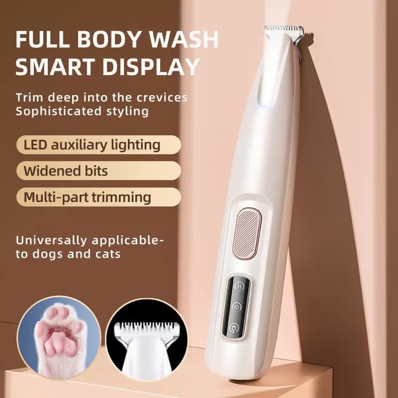 F5 Portable Pet Hair Detailed Trimmer(2 * 140mm Blades) - Cat & Dog Waterproof Grooming Clipper with LED Light & Display, Low-Noise Ceramic Blade