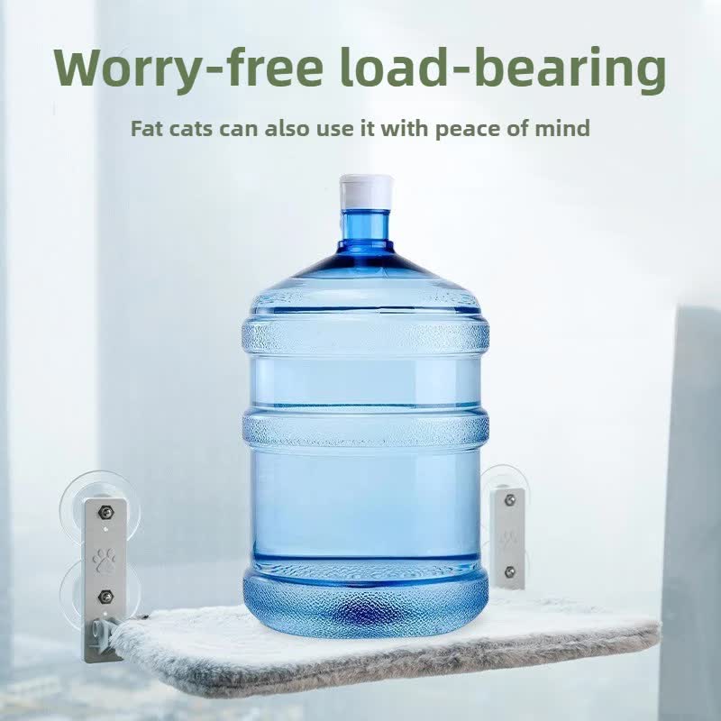 Foldable Window Thickened Plush Cat Perch(52 x 30 cm) - Warm Soft Plush Hammock with Strong 85mm Dual Suction Cups for Indoor Pets