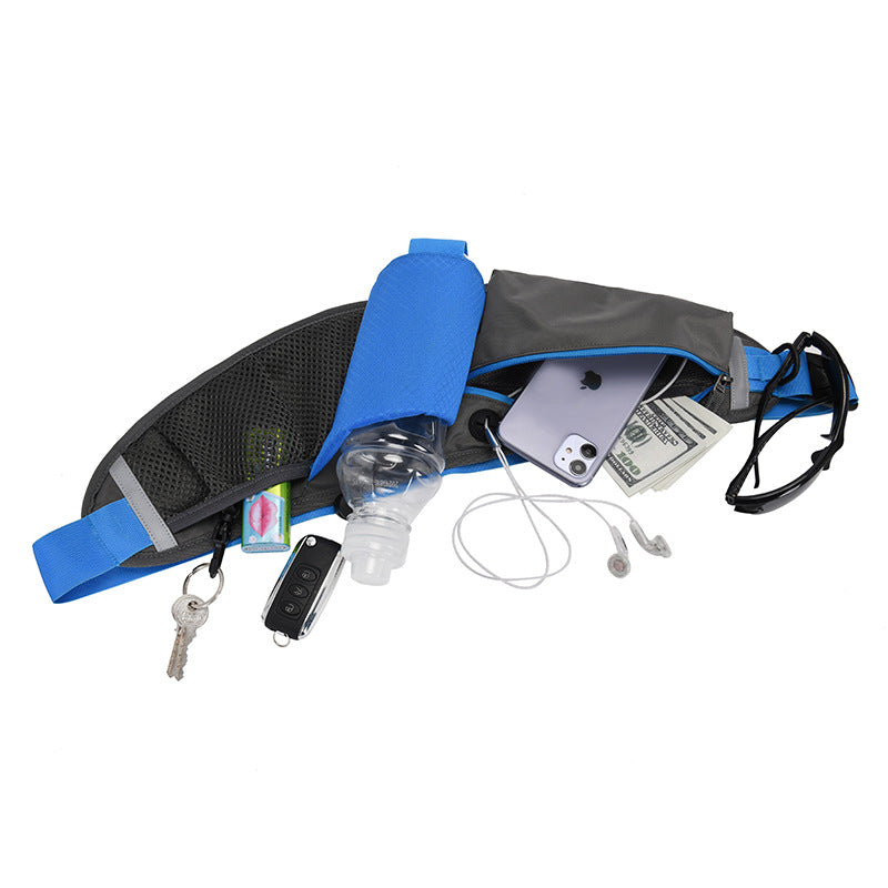 Green Adjustable Large Capacity Outdoor Sports Running Waist Pack(Waistline 70-160CM) - Multifunctional Marathon Pouch With Water Bottle Holder & Headphone Exit