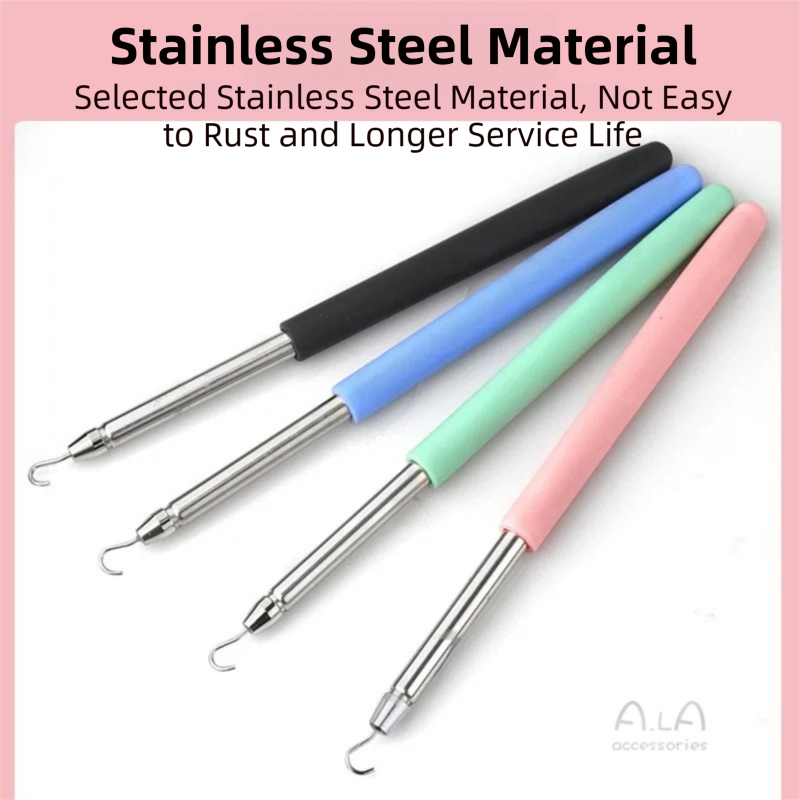 2-Pack Black Jewelry Fastener Helper Tool - Quick Bracelet & Fine Chain Wearer Aid With Telescopic Titanium Steel Hook