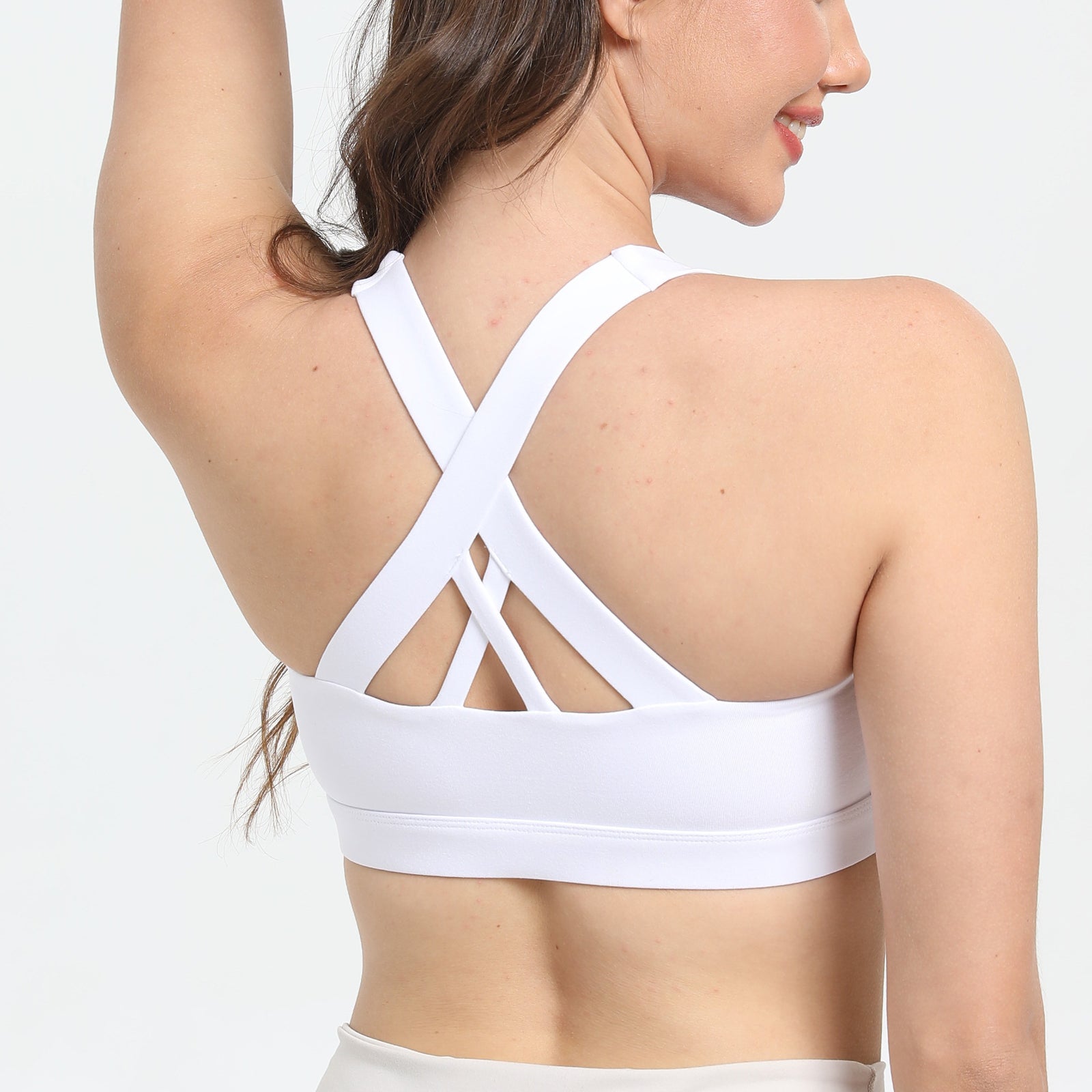 2-Pack White High-Support Shockproof Sports Bra(S Size) - Women's Backless Yoga Running Vest with Naked-Feel Comfort (Padded & Wire-Free)
