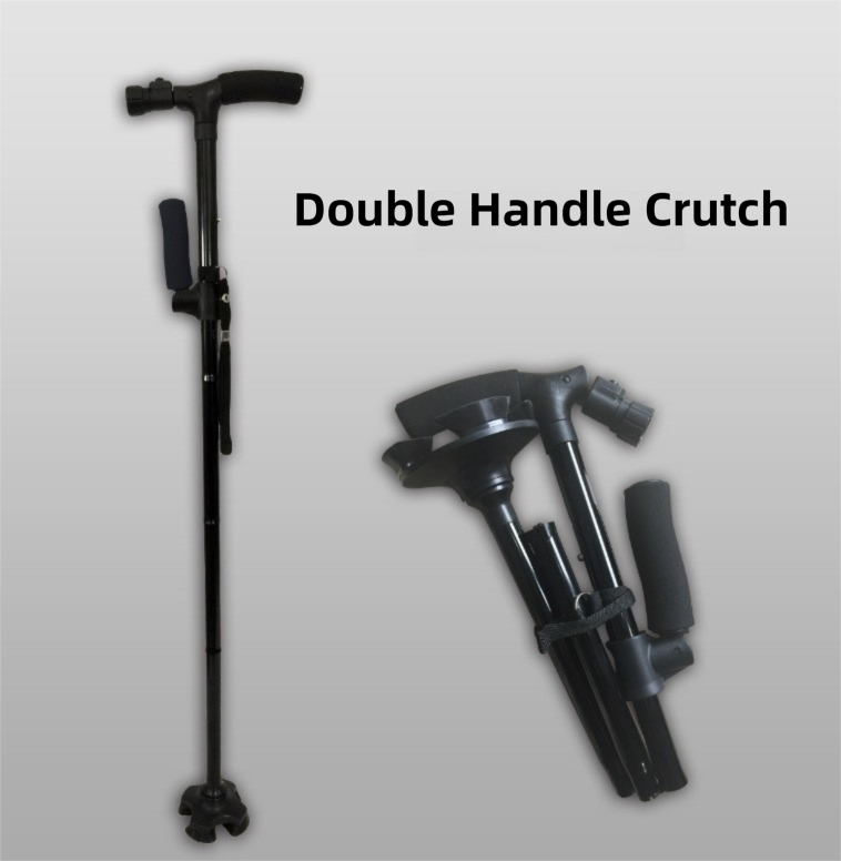 Folding LED Walking Cane with Dual Handle - Adjustable(88-98CM), Anti-Slip 4-Prong Base, and Stand-Up Function for Seniors