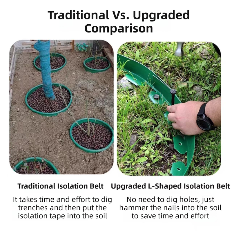 Black L-Shape PE Landscape Edging Roll Kit (5CM Height x 10M Long) - Anti-Root Lawn & Garden Divider with 30 Ground Stakes