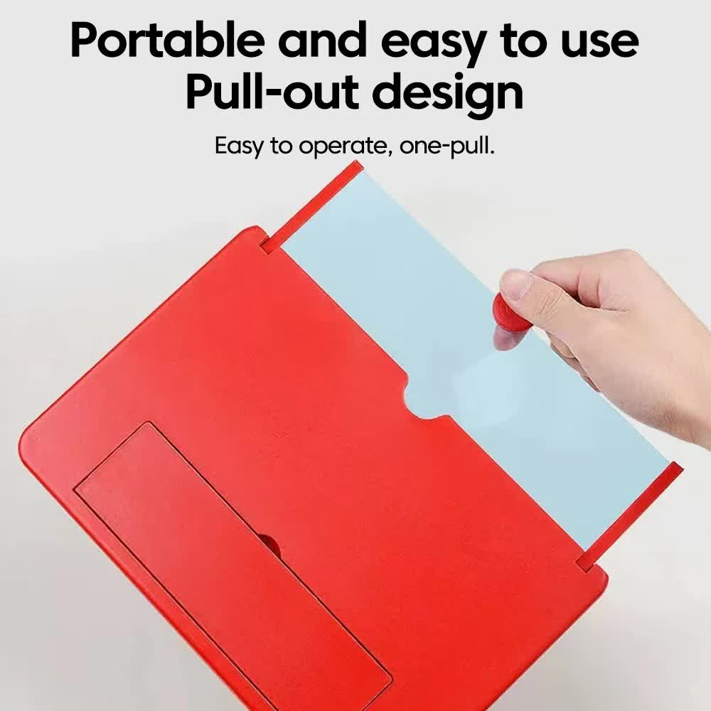 White 10-Inch Ultra-Clear Portable Retractable HD Mobile Phone Screen Magnifier - Eye Protection Fresnel Lens Projector, with Built-in Phone Holder & Adjustable Base