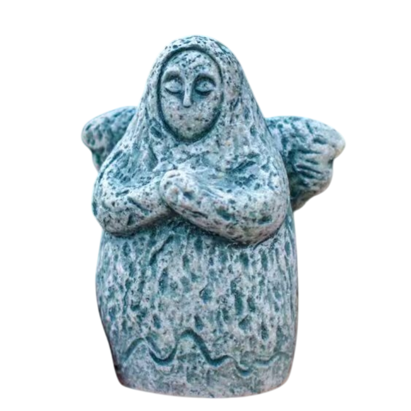 Zelda Goddess Statue Figurine(Small Goddess Statue + Apple) - Retro Resin Finish, Hyrule Shrine Model for Garden, Aquarium & Car Decor