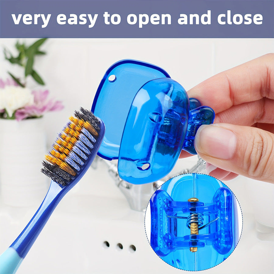 9-Pack Bathroom & Kitchen Organiser Set: 5 Heavy-Duty Clear Adhesive Hooks + 4 Portable Toothbrush Holders(Random Color)