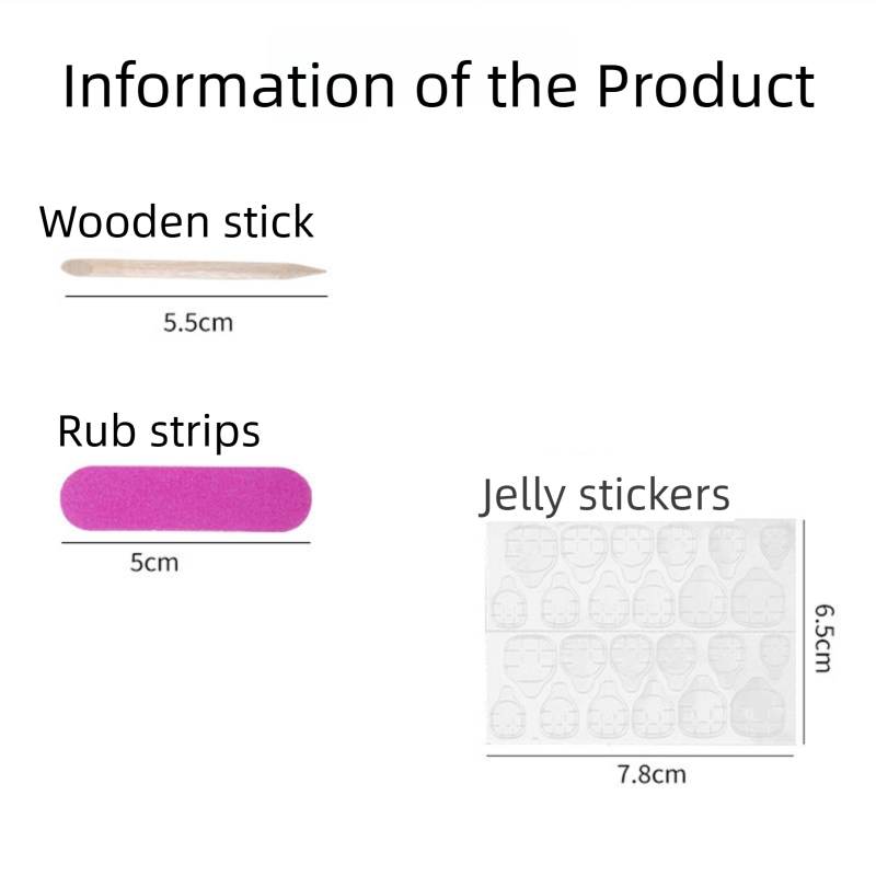 10-Set Press-On Nail Prep Tool Kits - 10 x Disposable Manicure Sticks & 10 x Mini Files, 10 Ultra-Thin Adhesive Sheets