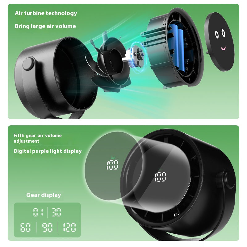 White Portable Stroller Fan with LED Display - Bladeless Safety Clip-On Fan for Baby & Desk (4000mAh, 360 degree Rotation)