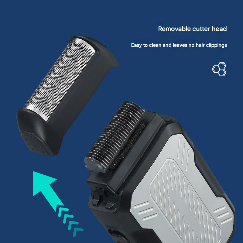 Black Rechargeable Electric Shaver for Men - Wet/Dry Reciprocating Razor with Pop-up Trimmer & Type-C Fast Charge