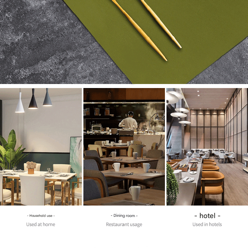 2-PCS Dark green and off-white PVC Double-Sided Lychee Texture Table Mat - Waterproof, Heat-Resistant & Easy to Clean for Home and Hotel Use