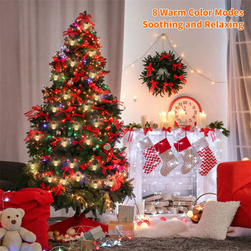 Warm white Solar Powered Crystal Bubble String Lights - Waterproof Outdoor Decorative Lights