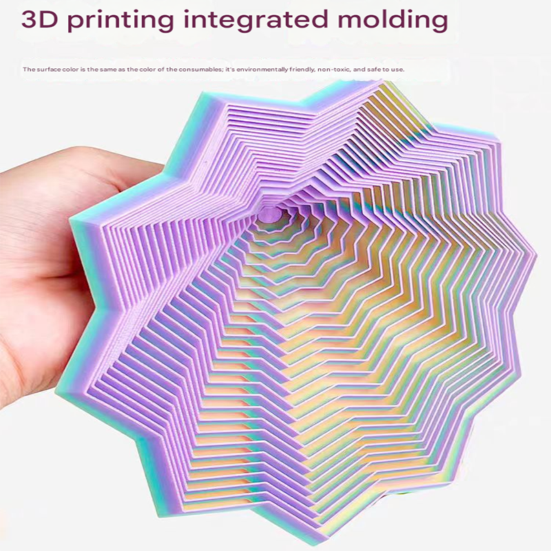 2-Pcs Laser Purple Smart 3D Printed Fidget Toy - Hexagonal Illusion Folding Desk Toy for Stress Relief & Focus