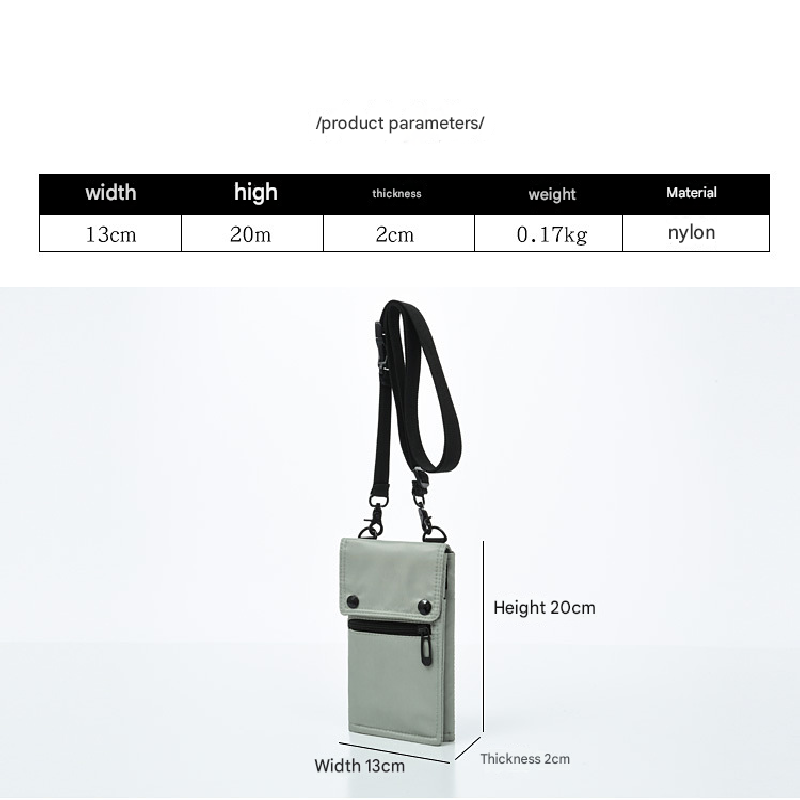 Grey Men's & Women's Nylon Crossbody Phone Bag - Multi-purpose Splash-proof Shoulder Pouch for Travel & Daily Use