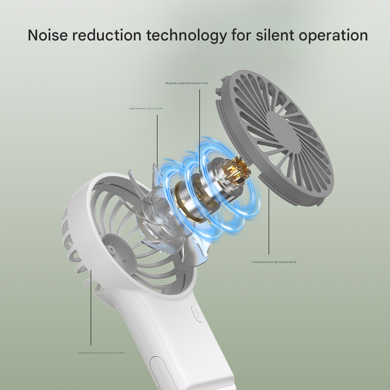 2-PCS Green New Portable Handheld Air Cooler Fan - Foldable Desktop USB Rechargeable Mini Fan with Climbing Buckle