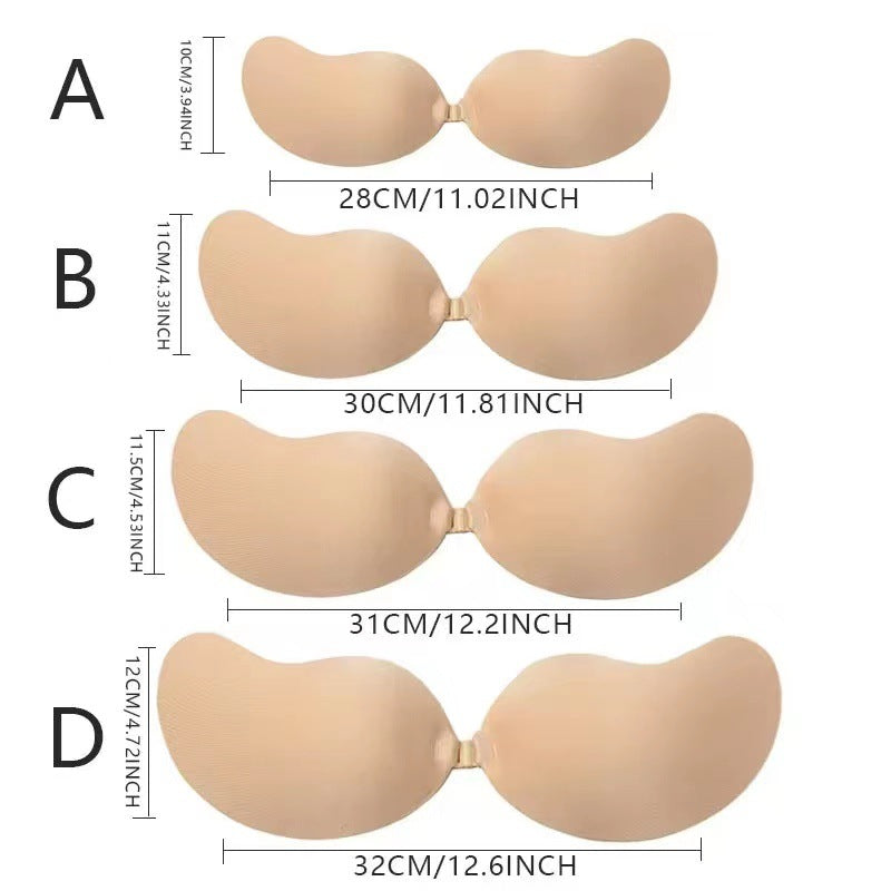 3-PCS Black color Invisible Silicone Push-Up Bra - Reusable Adhesive Mango Breast Pasties with Breathable Design - Strapless Backless Self-Adhesive Nipple Covers for Women(Cup C)