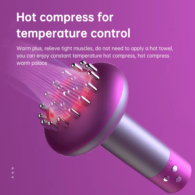 Purple Electric Meridian Brush Massager - 6-in-1 Handheld Device with Vibration, Microcurrent, and Heat Therapy