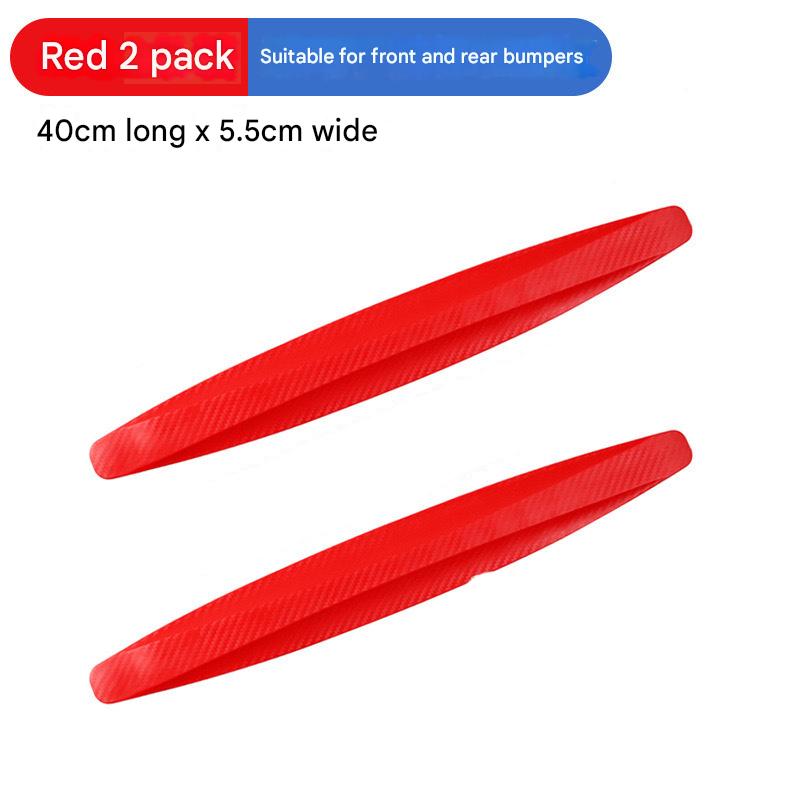 3-PCS Red Universal Car Bumper Protector Strips - Carbon Fiber Look Anti-Scratch Guards (2-Pack)