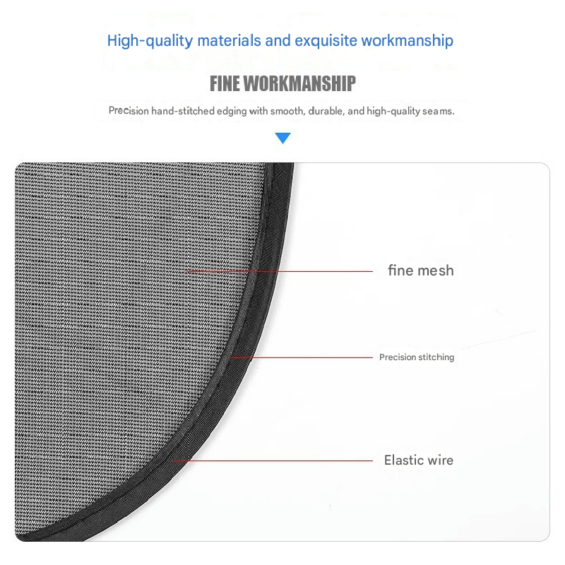 Black Universal Car Window Sun Shade Set - Mesh Fabric UV Protection(One solid rear panel + two angled panels + two solid side panels)