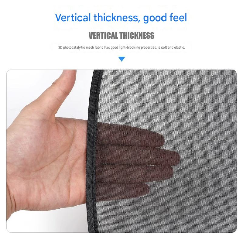 Black Universal Car Window Sun Shade Set - Mesh Fabric UV Protection(One solid rear baffle + two perforated angled baffles + two solid side baffles)