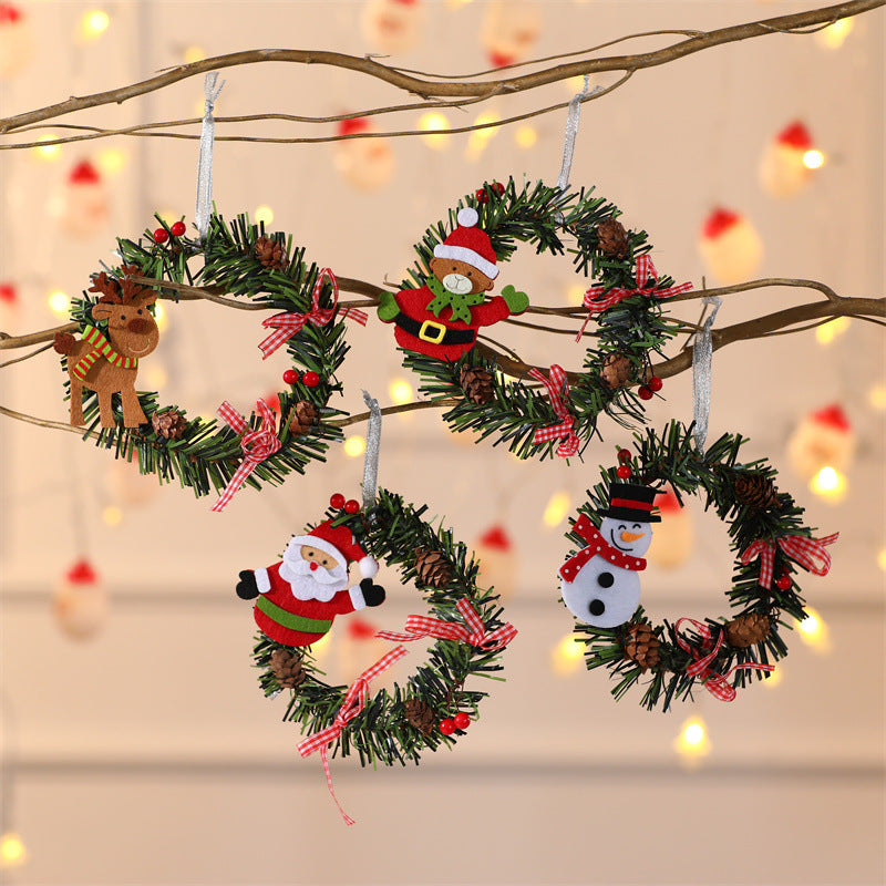 Snowman Mini Christmas Wreath Ornaments (11cm) - Festive Santa, Snowman & Reindeer Decor for Doors & Windows