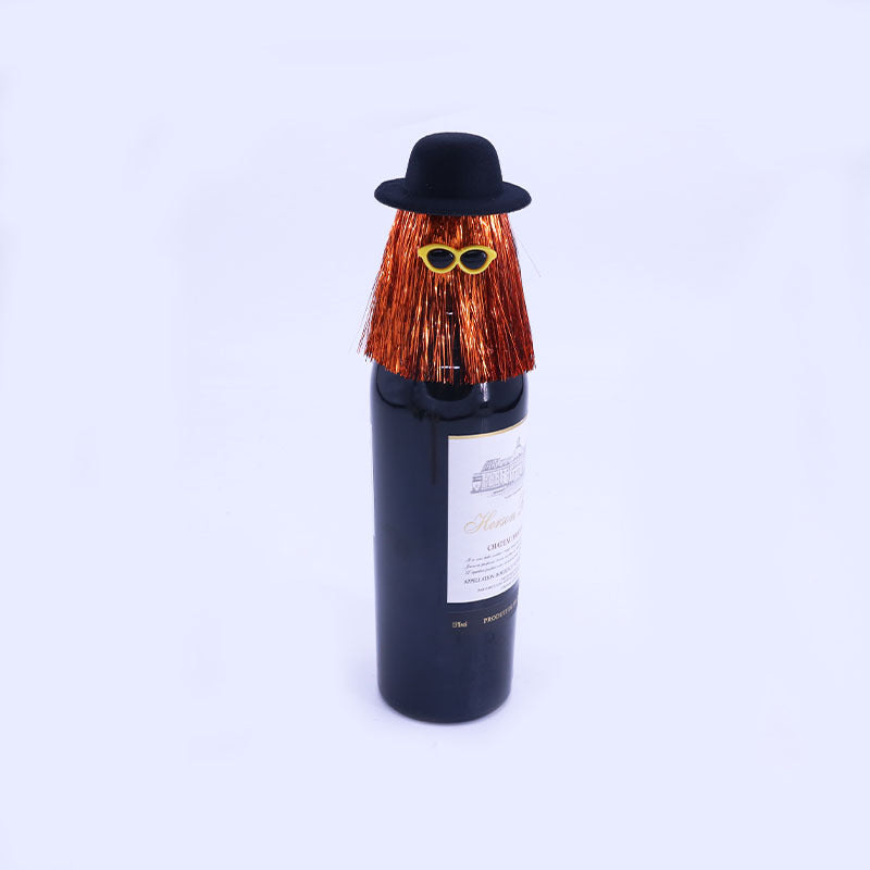 5-PCS Bronze color Halloween Party Wine Bottle Hats - Spooky Creative Bottle Decorations, Approx. 8x12cm