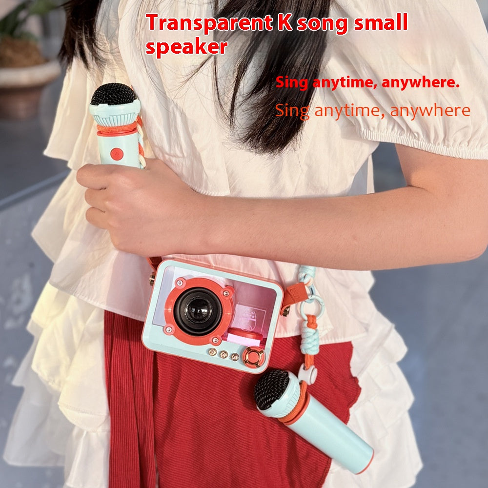 Green Portable Mini Bluetooth Karaoke Speaker & Dual Microphone Set - Home KTV Gift for All Ages