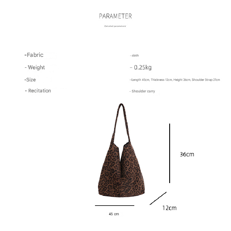 Leopard print New Design Women's Shoulder Bag - Felt Fabric Tote Bag, Trendy Minimalist Style