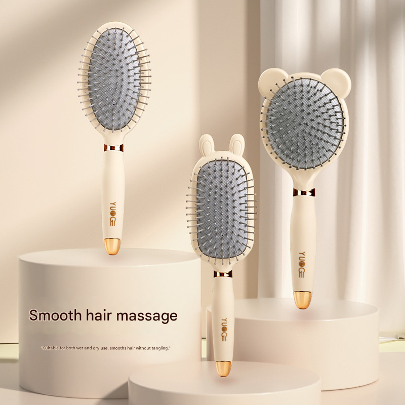 Square comb Soft Touch Air Cushion Hair Brush with Built-in Cleaning Claw Detangling Massage Comb for Wet and Dry Hair Gentle Scalp Care