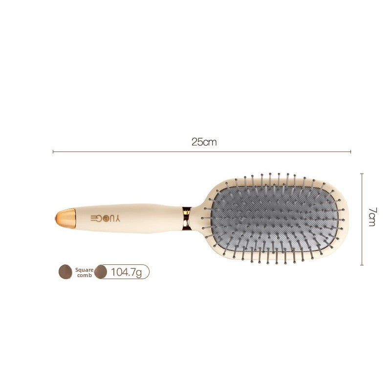 Square comb Soft Touch Air Cushion Hair Brush with Built-in Cleaning Claw Detangling Massage Comb for Wet and Dry Hair Gentle Scalp Care