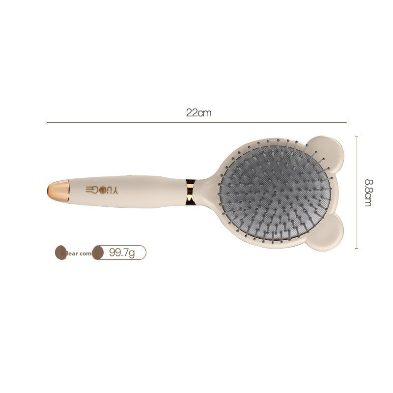 Little Bear Comb Soft Touch Air Cushion Hair Brush with Built-in Cleaning Claw Detangling Massage Comb for Wet and Dry Hair Gentle Scalp Care