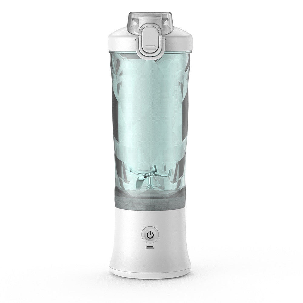 White Portable Blender 600ml Personal Smoothie Maker USB Rechargeable Juicer Cup with 6 Stainless Steel Blades 4000mAh Battery for Gym Travel and Camping