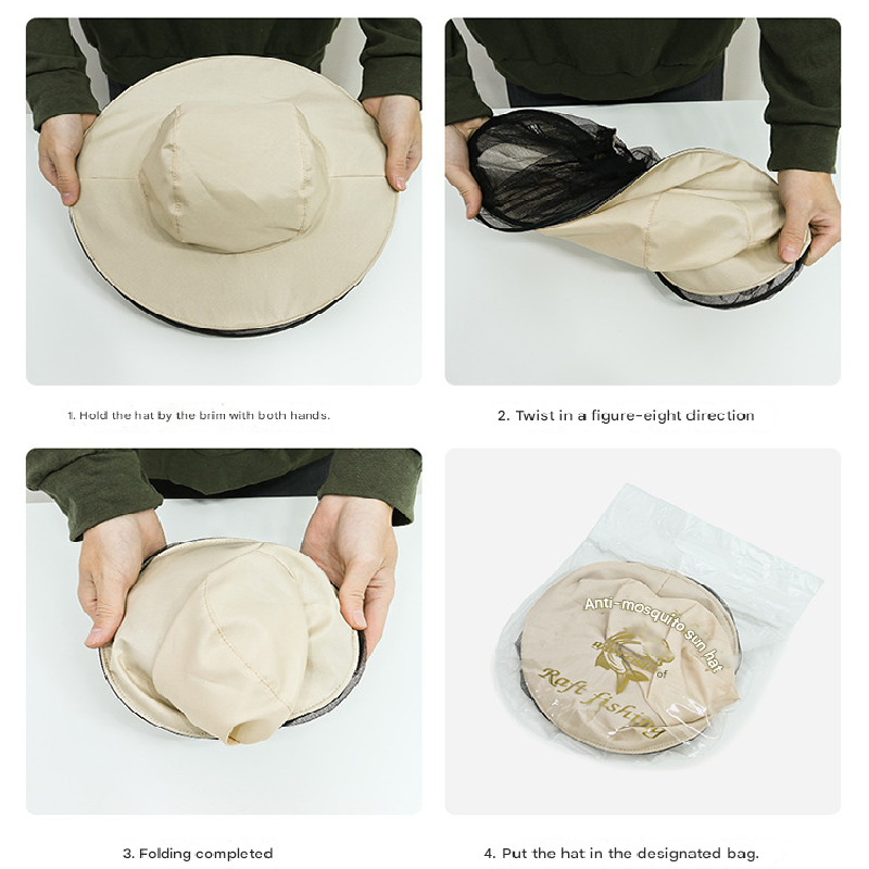 Green camouflage Outdoor Fishing Hat with Mesh Head Net Sun Protection Bucket Cap Anti-Mosquito Fly Guard for Gardening Hiking & Beekeeping