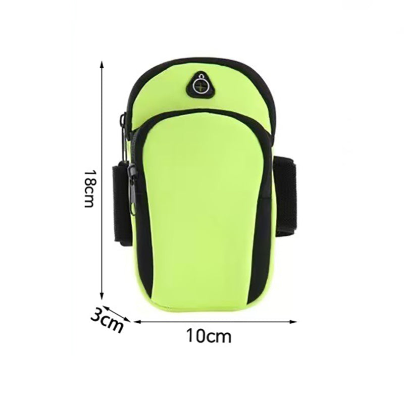 Green Sports Running Armband Bag Water Resistant Phone Pouch with Dual Zipper Pockets Earphone Hole for Gym Jogging Cycling Fits 6.5 Inch Smartphones