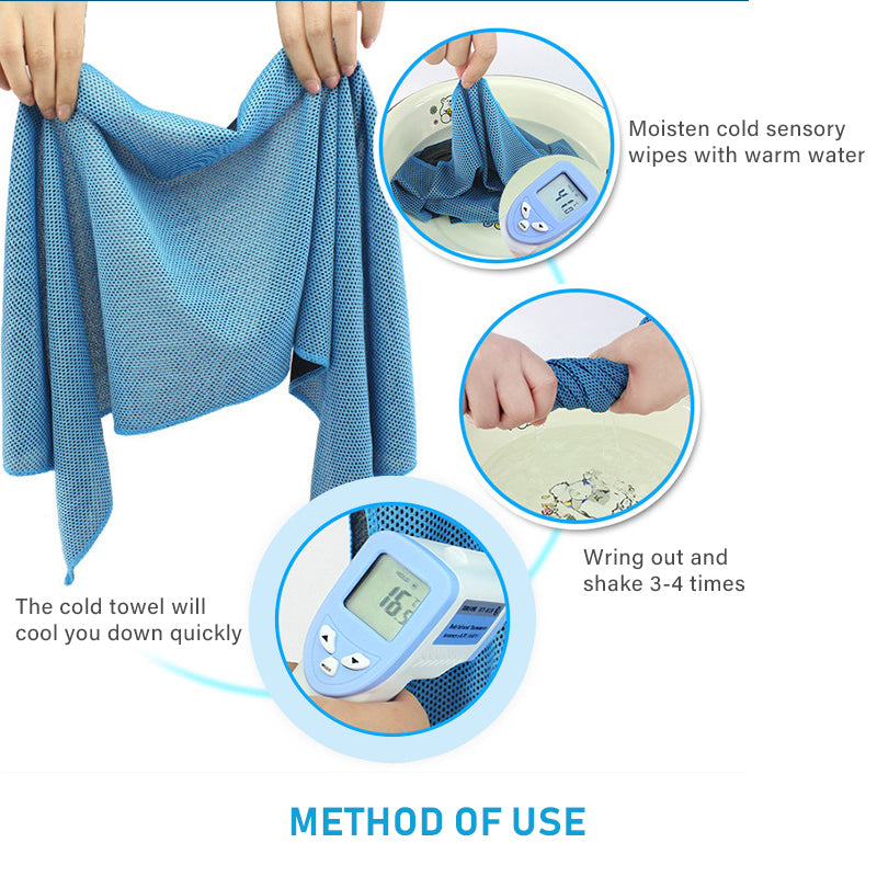 Green 5 Pack Instant Cooling Towel Set Soft Breathable Sports Sweat Towel for Gym Yoga Running Hiking and Outdoor Activities 30x80cm