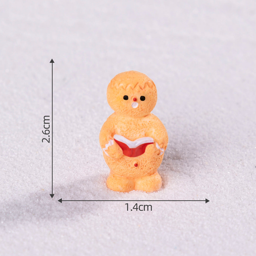 Yellow gingerbread man 5 Pack Miniature Christmas Figurines DIY Micro Landscape Decoration Accessories Cute Resin Ornaments for Holiday Crafts