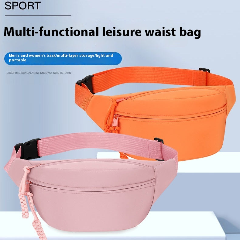Orange Women's Fashion Crossbody Sling Bag Large Capacity Casual Shoulder Bag Waterproof Nylon Waist Pack for Travel Sports