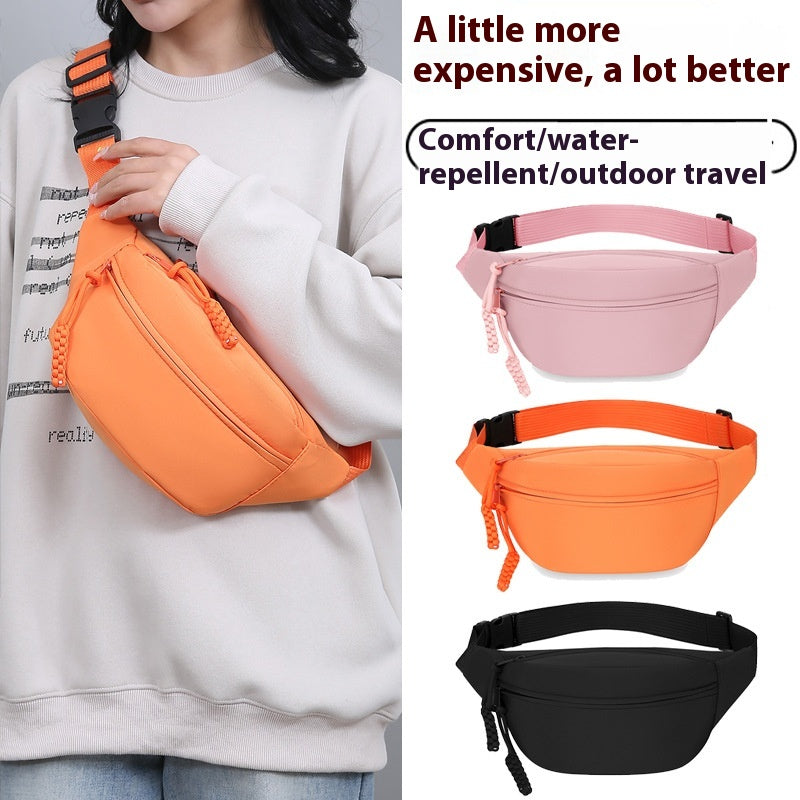 Beige Women's Fashion Crossbody Sling Bag Large Capacity Casual Shoulder Bag Waterproof Nylon Waist Pack for Travel Sports(Style One)