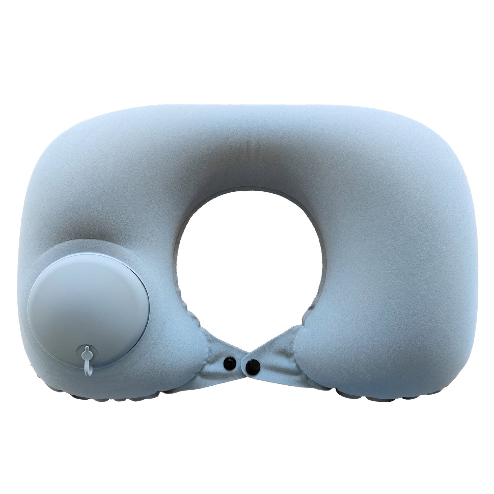 2-PCS Grey Inflatable Travel Neck Pillow Press to Inflate U-Shape Soft Flocking Support Cushion for Airplane Car & Camping Portable Air Pump Design