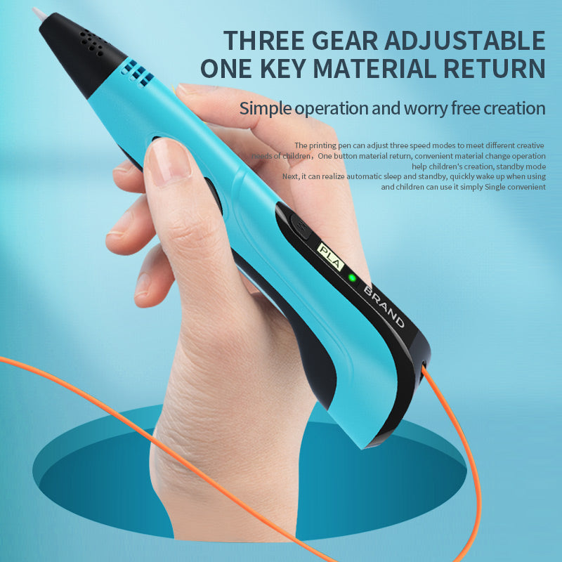 White 3D Printing Pen 3rd Gen for Kids – Plug-in Type-C USB, LCD Display, 3 Speed Modes, PLA Filament Set – Ideal for Creative DIY Projects in Australia