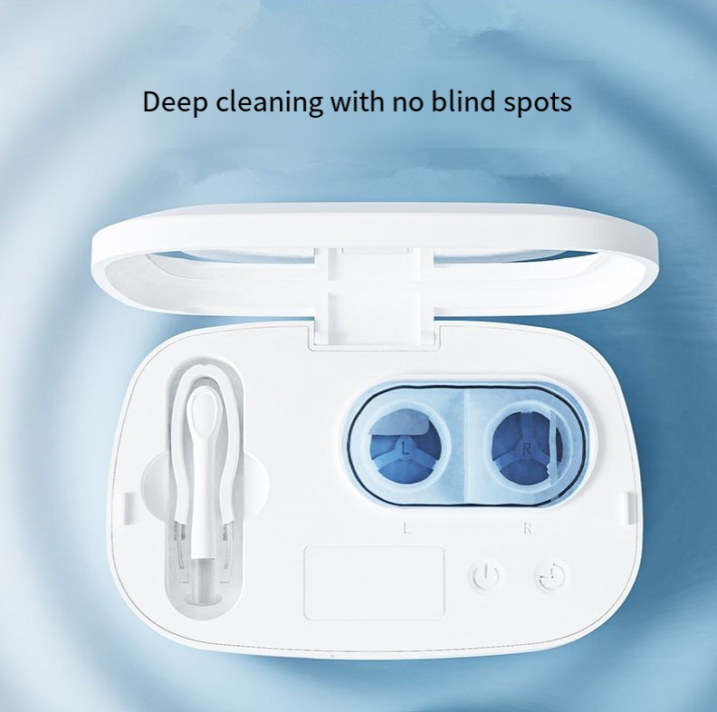 White-to-green gradient Ultrasonic Contact Lens Cleaner Machine Automatic Washer Case with UV Light LED Display 4 Timer Modes Type-C Rechargeable Portable for Travel