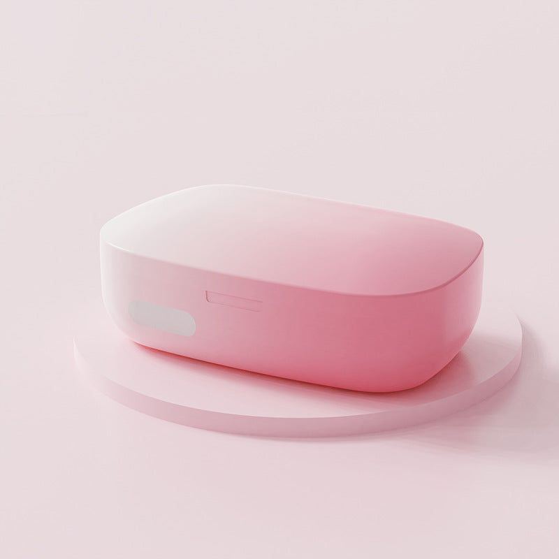 White powder gradient Ultrasonic Contact Lens Cleaner Machine Automatic Washer Case with UV Light LED Display 4 Timer Modes Type-C Rechargeable Portable for Travel