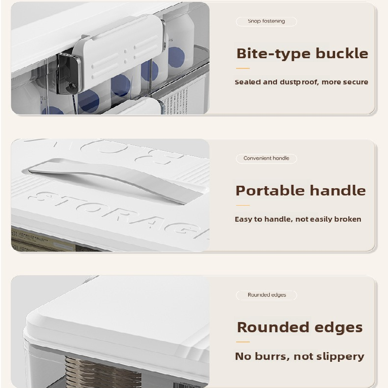 Grayish-white Large 3 Layer Medicine Storage Box Portable First Aid Kit Organiser with Handle Multi Compartment Container for Family Home Use