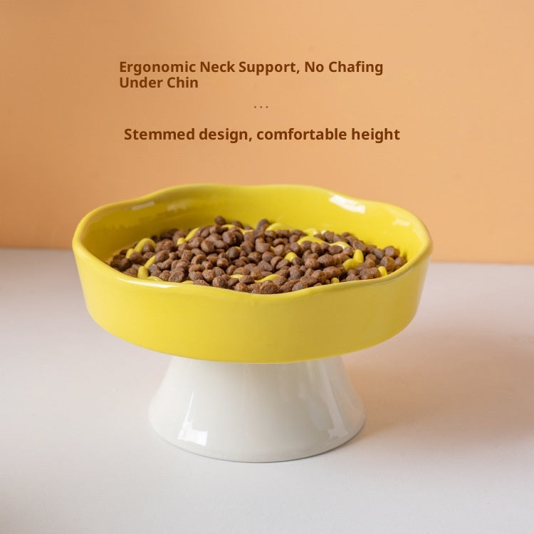 Purple Ceramic Elevated Slow Feeder Bowl Raised Pet Dish 310ml Anti-Vomit Puzzle Design for Cats and Small Dogs Healthy Digestion Sturdy Base