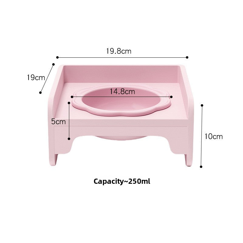 Pink Ceramic Raised Cat Bowl with Splash Proof Stand 250ml Elevated Pet Feeder for Kittens and Small Dogs Modular Interlocking Design