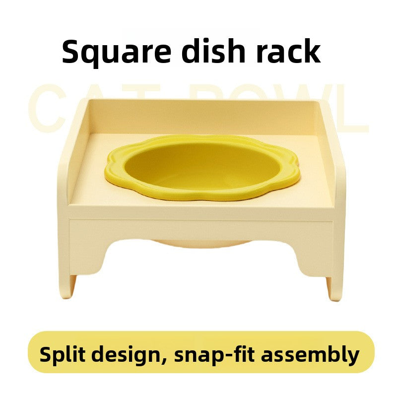 Purple Ceramic Raised Cat Bowl with Splash Proof Stand 250ml Elevated Pet Feeder for Kittens and Small Dogs Modular Interlocking Design