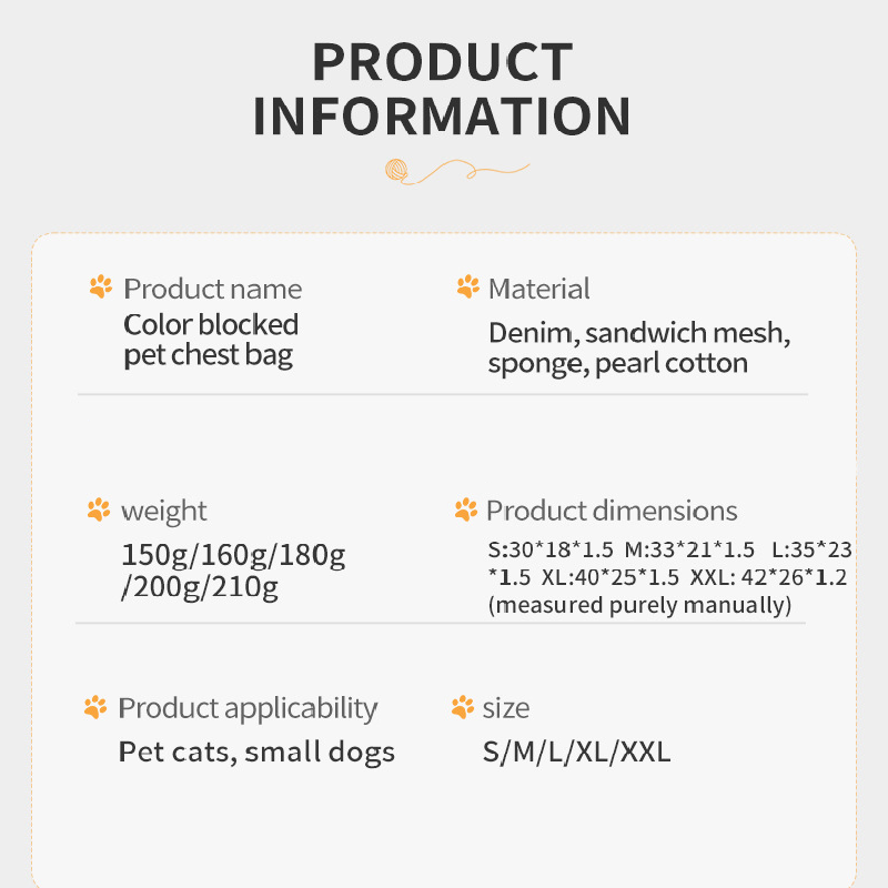 Yellow and white two-tone style Pet Carrier Backpack Front Chest Pack Legs Out Breathable Mesh for Small Dogs Cats Hiking Travel Hands Free Adjustable Design(Size:M)