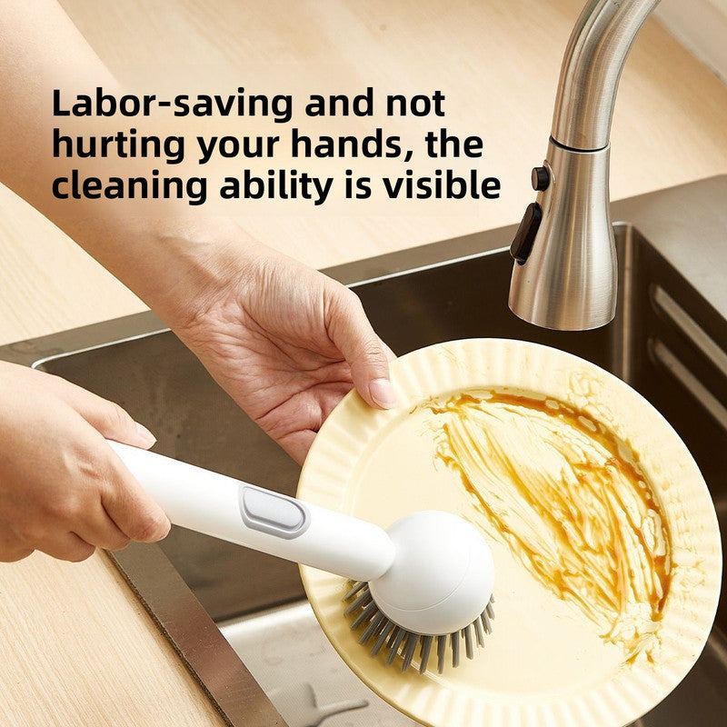 2 Pack Green Kitchen Dish Brush with Soap Dispenser Adjustable Handle 360 Degree Cleaning Scrubber Non-Scratch Bristles for Pans Pots and Sink