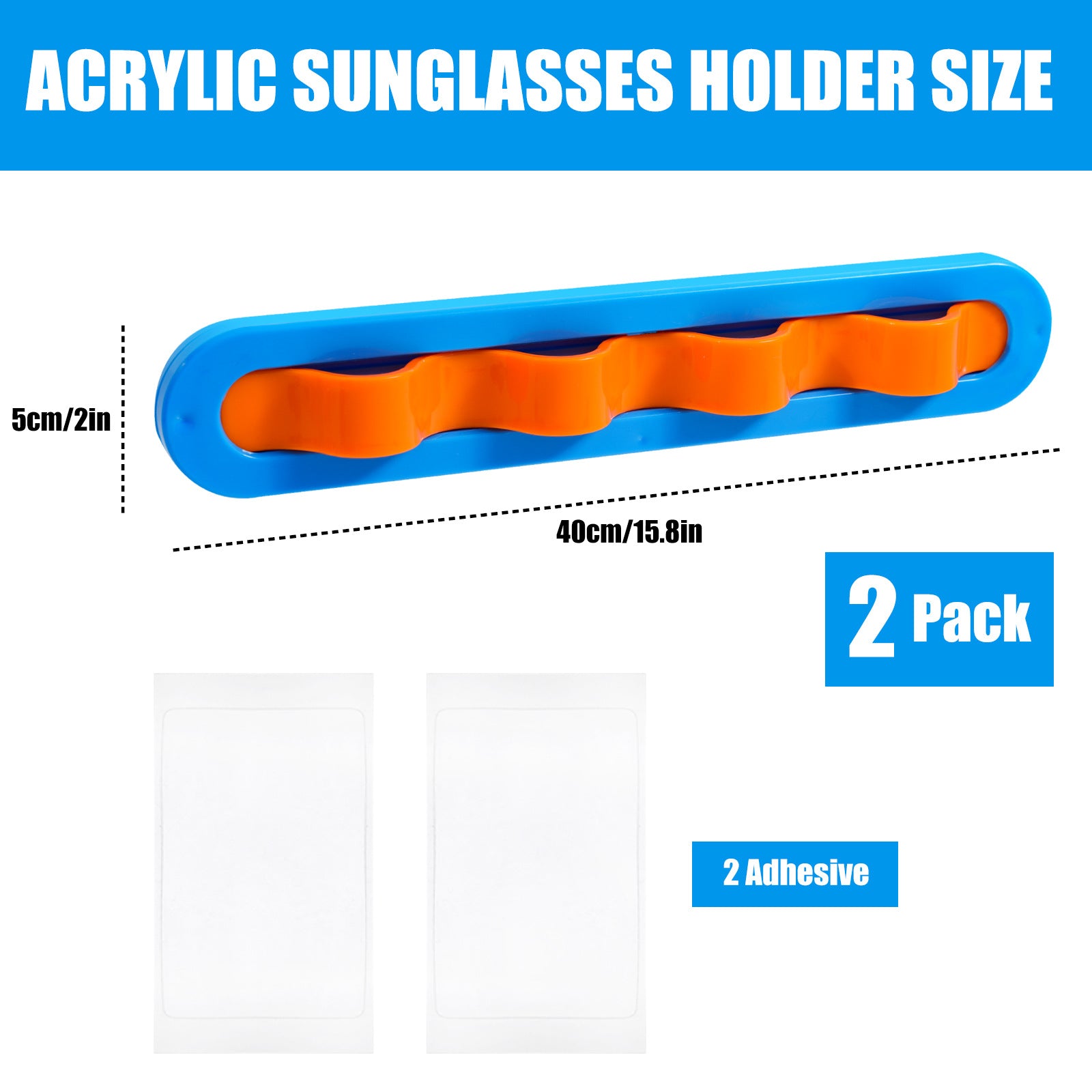 2 Pack Black Acrylic Sunglasses Holder Wall Mounted Glasses Organizer Rack Self-Adhesive Eyewear Display Stand for Home Office and Entryway