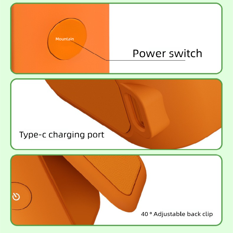 Orange Portable Handheld Fan 350 Degree Rotation Foldable Neck Hanging Waist Fan with Magnetic Base LED Display 5 Speed Personal Fan