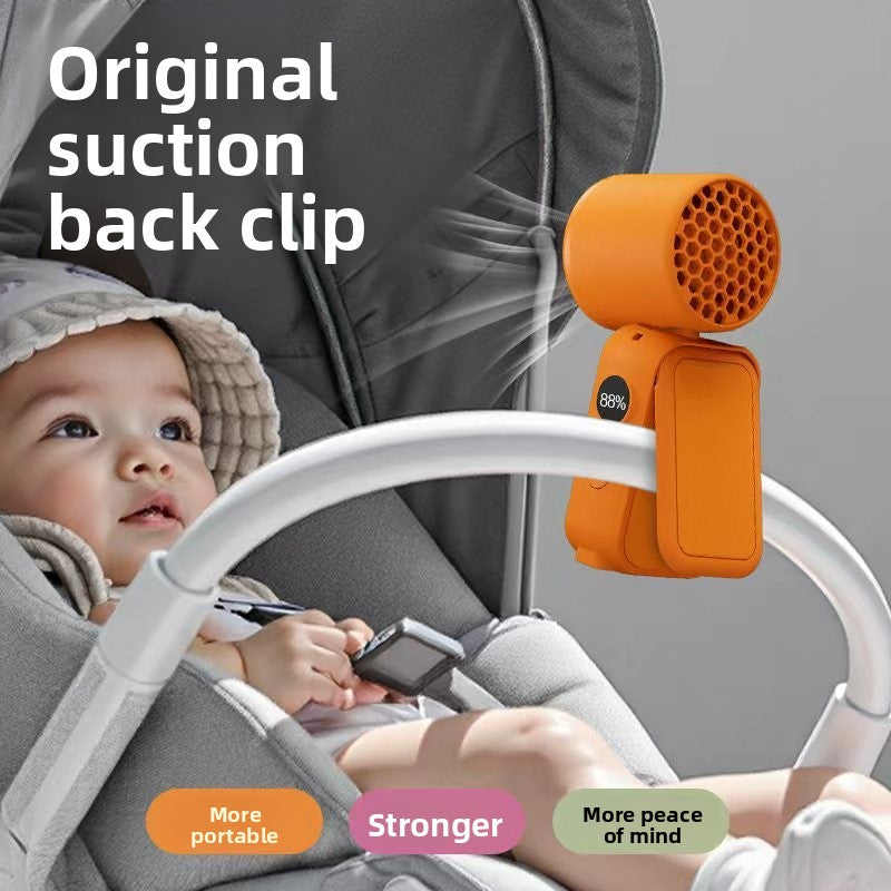 Light green Portable Handheld Fan 350 Degree Rotation Foldable Neck Hanging Waist Fan with Magnetic Base LED Display 5 Speed Personal Fan